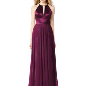 After Six 6705...Full Length, Halter, V-Neck Dress...Ruby....Size 16....NWT